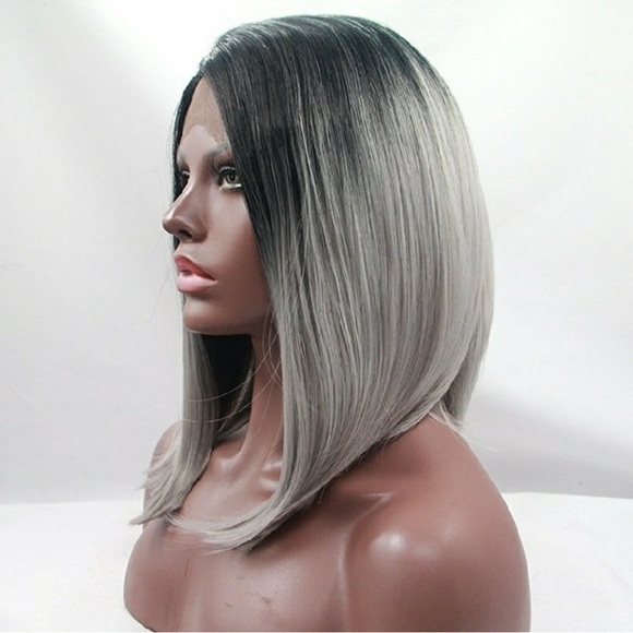 Ombre Gray short bob  LaceFront Wig Wig